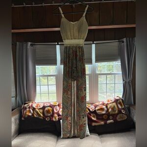 No Boundaries Cream and Multicolor Floral Maxi Dress